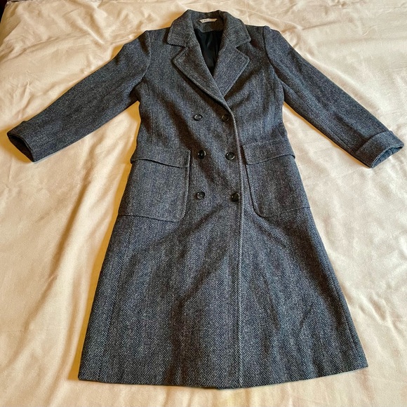 1980’s Full Length Tweed 100% Wool Trench Coat - Picture 1 of 12
